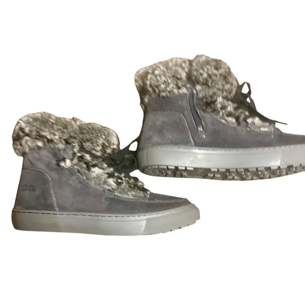 Cougar Dasha Waterproof Faux Fur Suede Boots Pewter Gray Size 8 New with Box